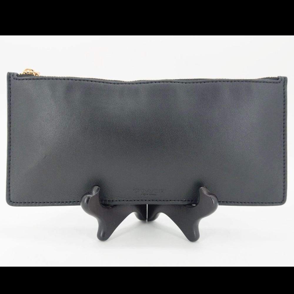 Coach Black Leather Slim Zip Pouch Wallet Unisex